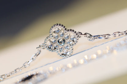 [Windsor Jewelry]CLOVER 20 MOTIFS ONYX DIAMOND SILVER