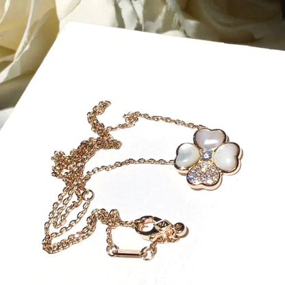 [Windsor Jewelry]CLOVER MOP DIAMOND ROSE GOLD NECKLACE