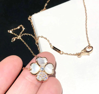 [Windsor Jewelry]CLOVER MOP DIAMOND ROSE GOLD NECKLACE