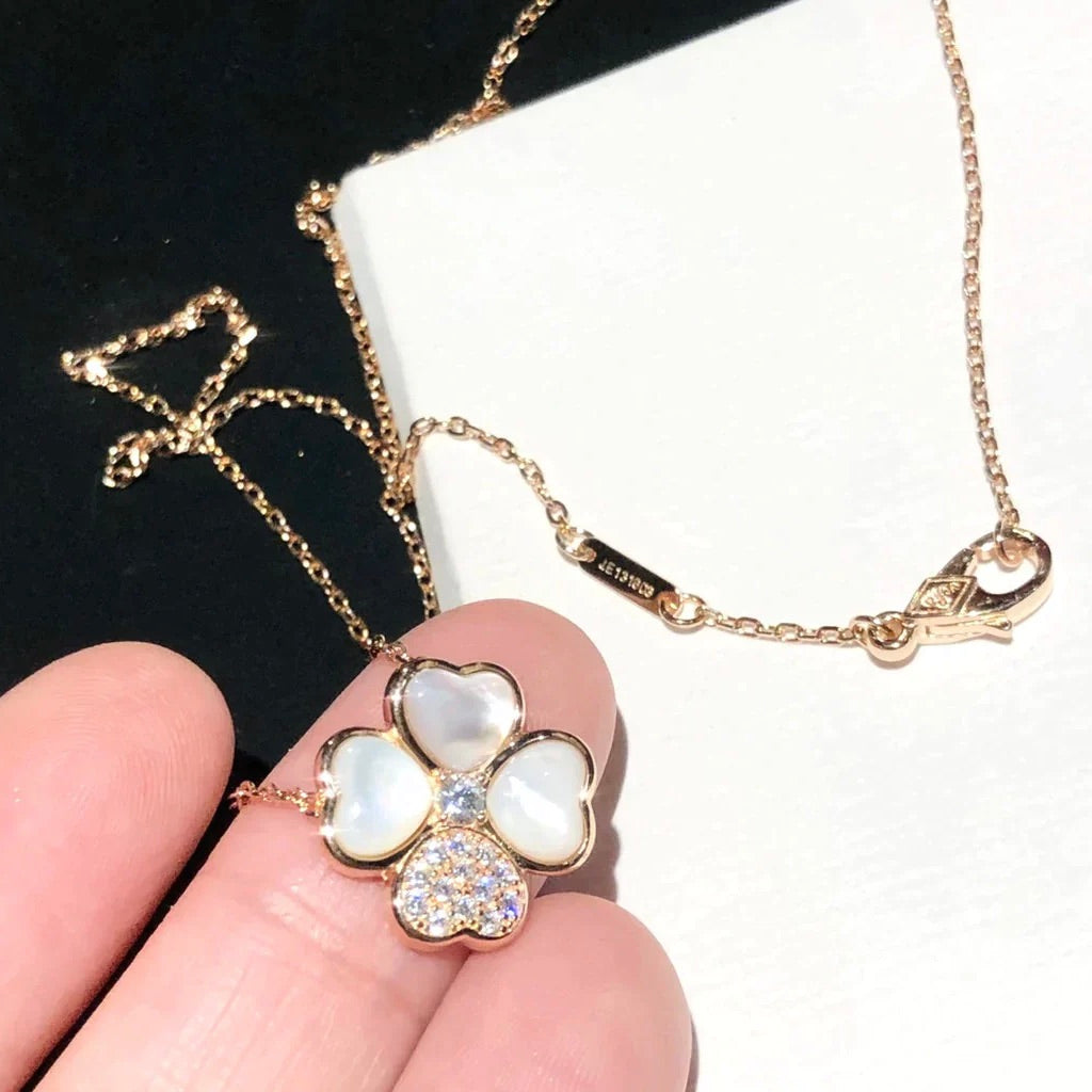 [Windsor Jewelry]CLOVER MOP DIAMOND ROSE GOLD NECKLACE