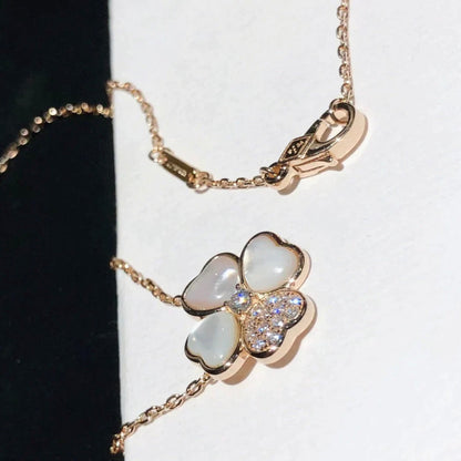 [Windsor Jewelry]CLOVER MOP DIAMOND ROSE GOLD NECKLACE