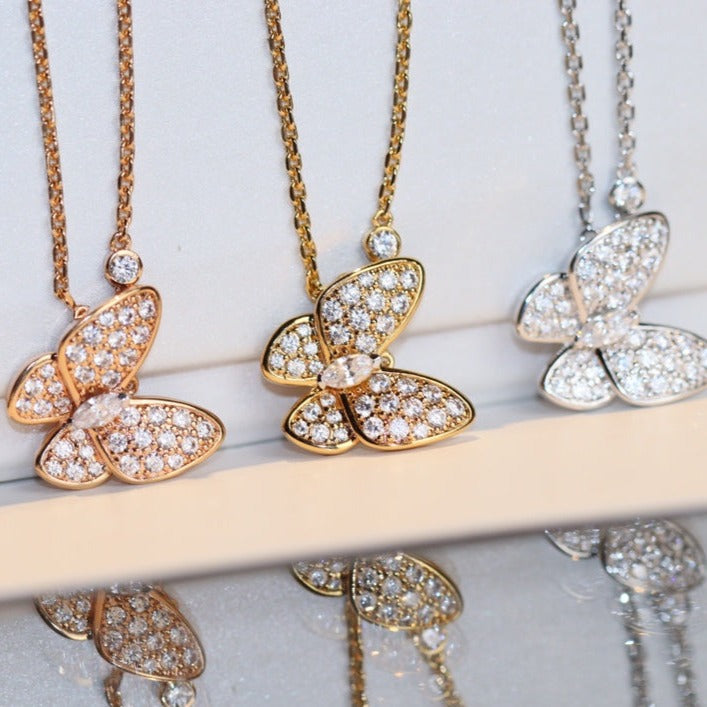 [Windsor Jewelry]BUTTERFLY DIAMOND NECKLACE