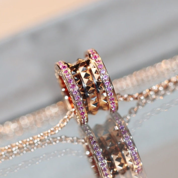[Windsor Jewelry]ZERO 1 ROCK PINK GOLD PINK DIAMOND NECKLACE