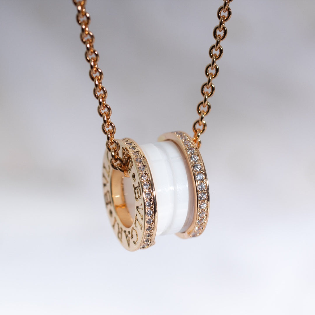 [Windsor Jewelry]ZERO 1 WHITE CERAMIC PINK GOLD DIAMOND NECKLACE