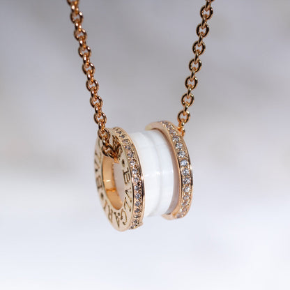 [Windsor Jewelry]ZERO 1 WHITE CERAMIC PINK GOLD DIAMOND NECKLACE