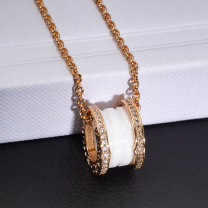 [Windsor Jewelry]ZERO 1 WHITE CERAMIC PINK GOLD DIAMOND NECKLACE