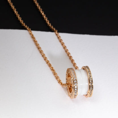[Windsor Jewelry]ZERO 1 WHITE CERAMIC PINK GOLD DIAMOND NECKLACE