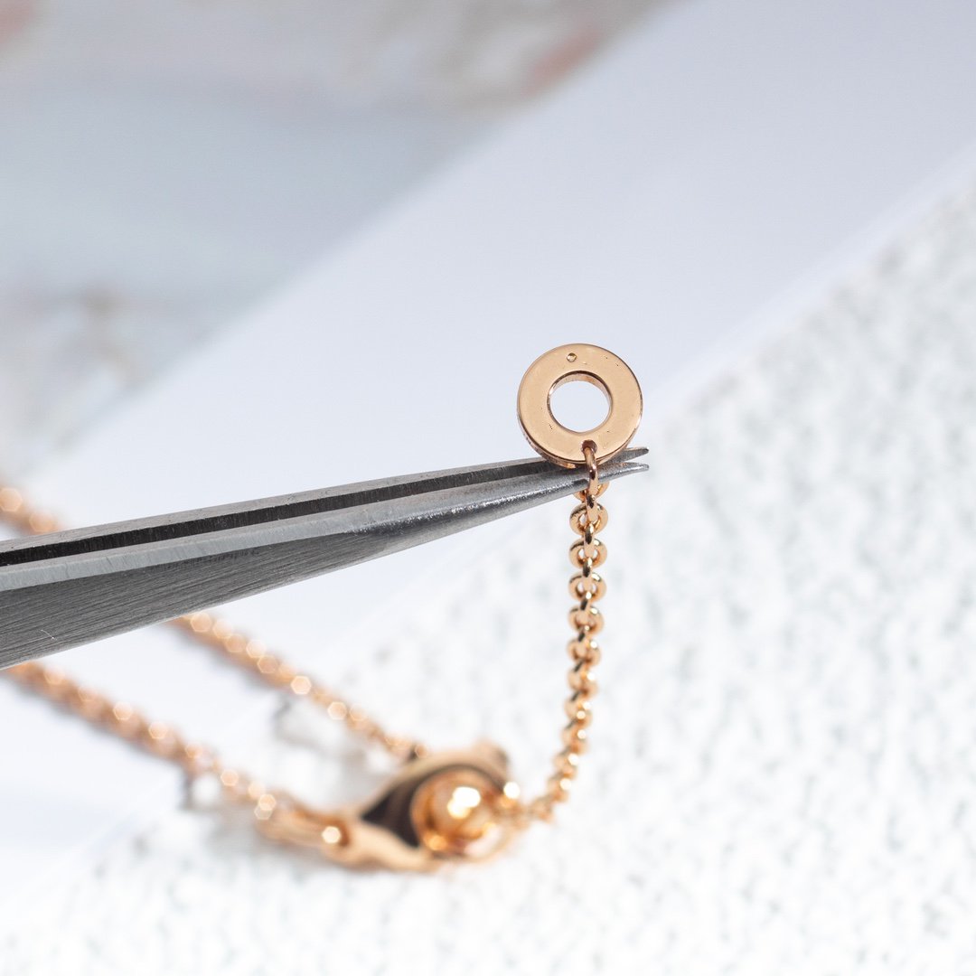 [Windsor Jewelry]ZERO 1 WHITE CERAMIC PINK GOLD DIAMOND NECKLACE