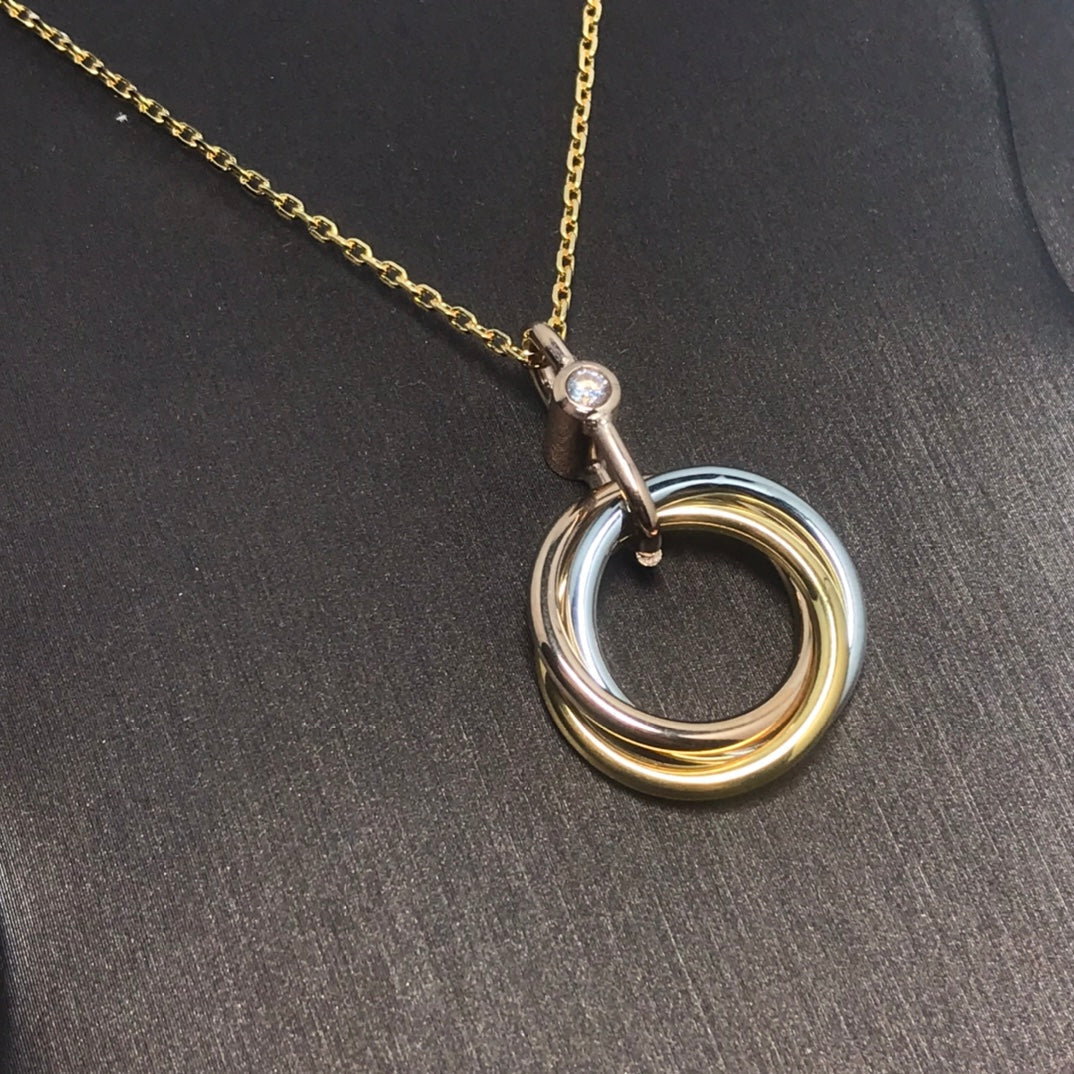 [Windsor Jewelry]TRINITY SILVER GOLD PINK GOLD NECKLACE