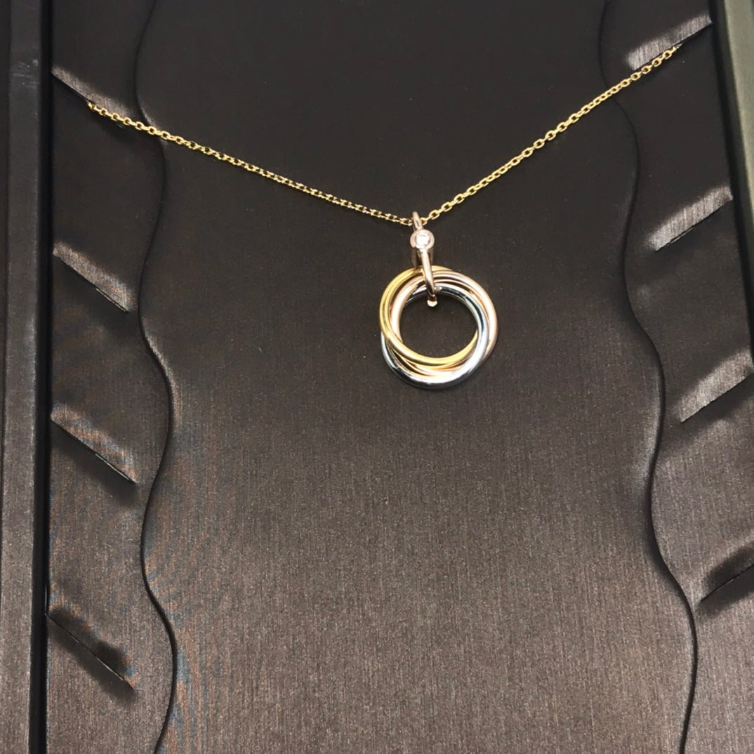 [Windsor Jewelry]TRINITY SILVER GOLD PINK GOLD NECKLACE