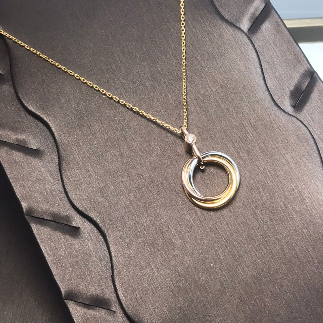 [Windsor Jewelry]TRINITY SILVER GOLD PINK GOLD NECKLACE