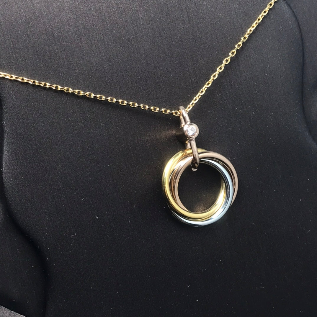 [Windsor Jewelry]TRINITY SILVER GOLD PINK GOLD NECKLACE