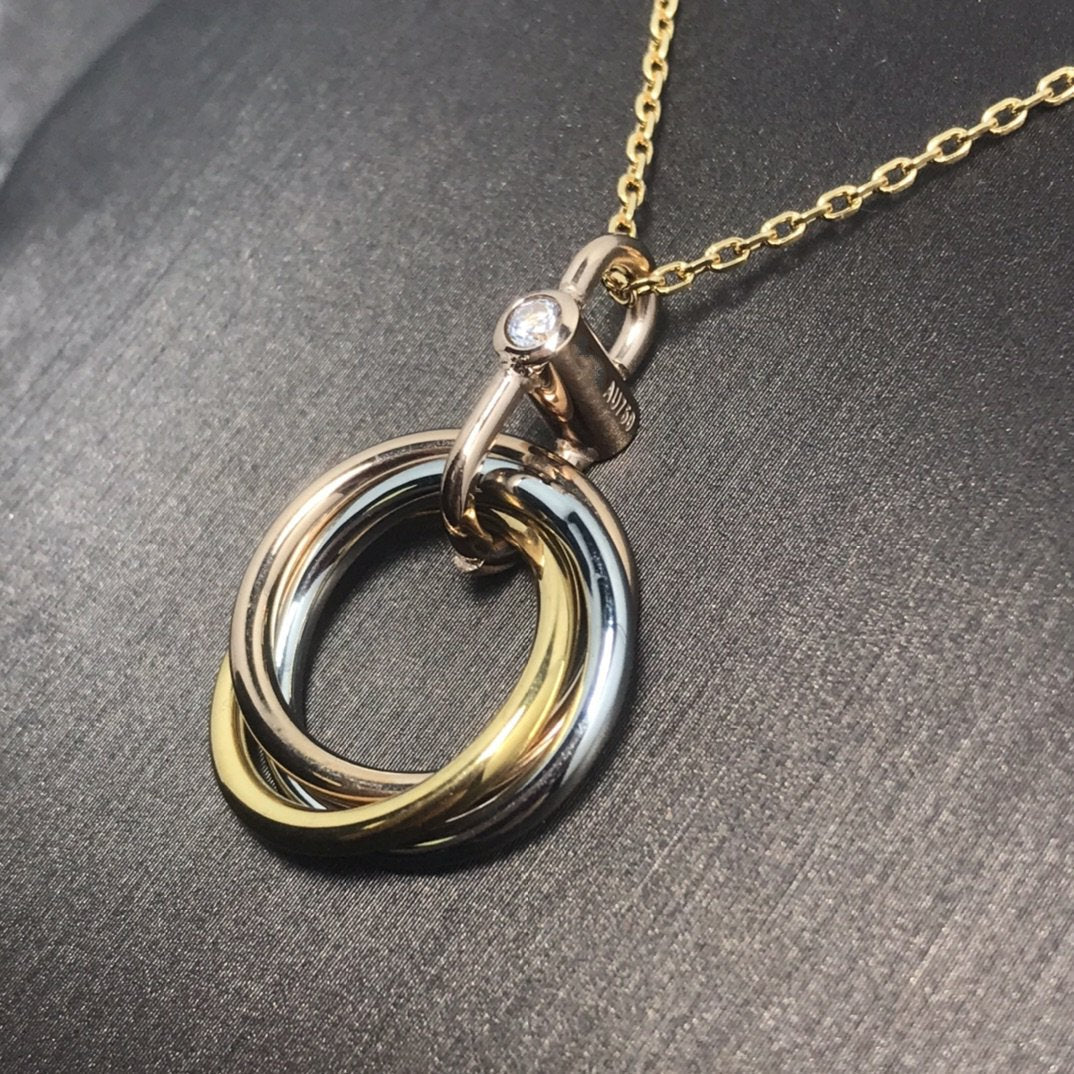 [Windsor Jewelry]TRINITY SILVER GOLD PINK GOLD NECKLACE