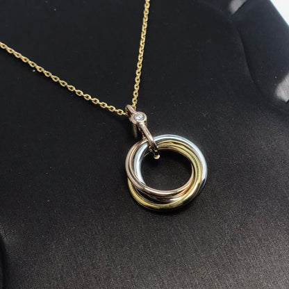 [Windsor Jewelry]TRINITY SILVER GOLD PINK GOLD NECKLACE
