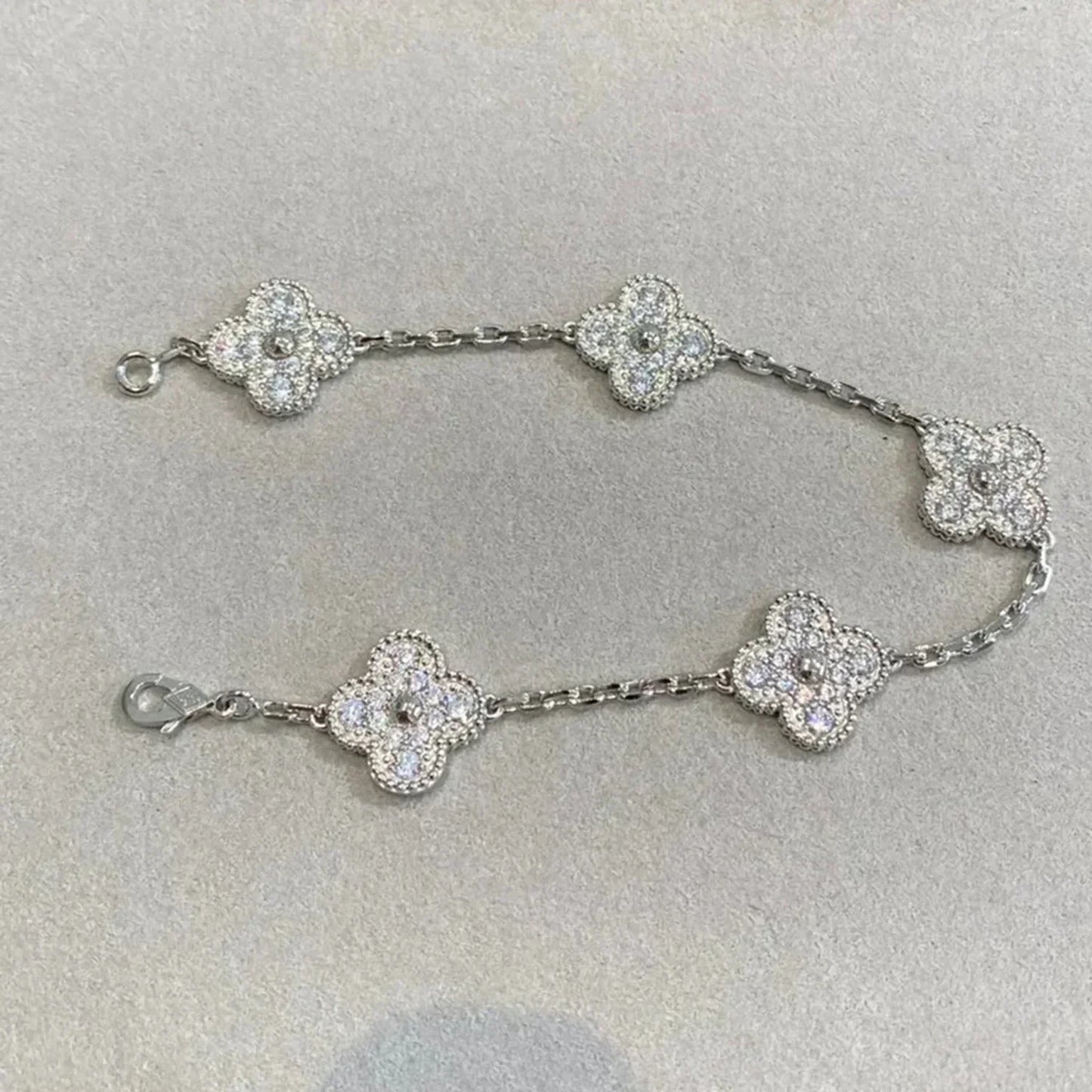 [Windsor Jewelry]CLOVER 5 MOTIFS  DIAMOND BRACELET SILVER
