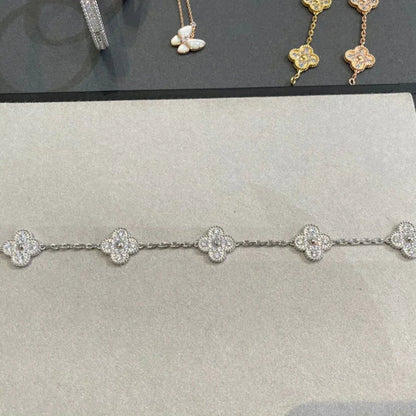 [Windsor Jewelry]CLOVER 5 MOTIFS  DIAMOND BRACELET SILVER