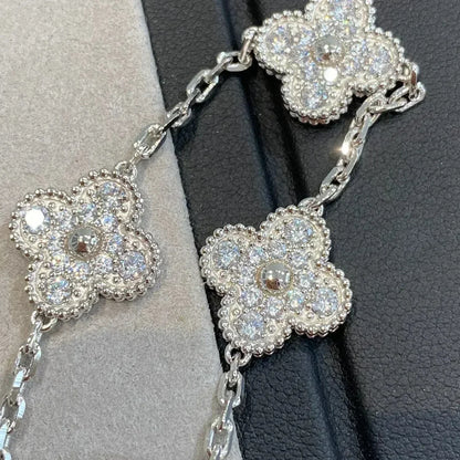 [Windsor Jewelry]CLOVER 5 MOTIFS  DIAMOND BRACELET SILVER