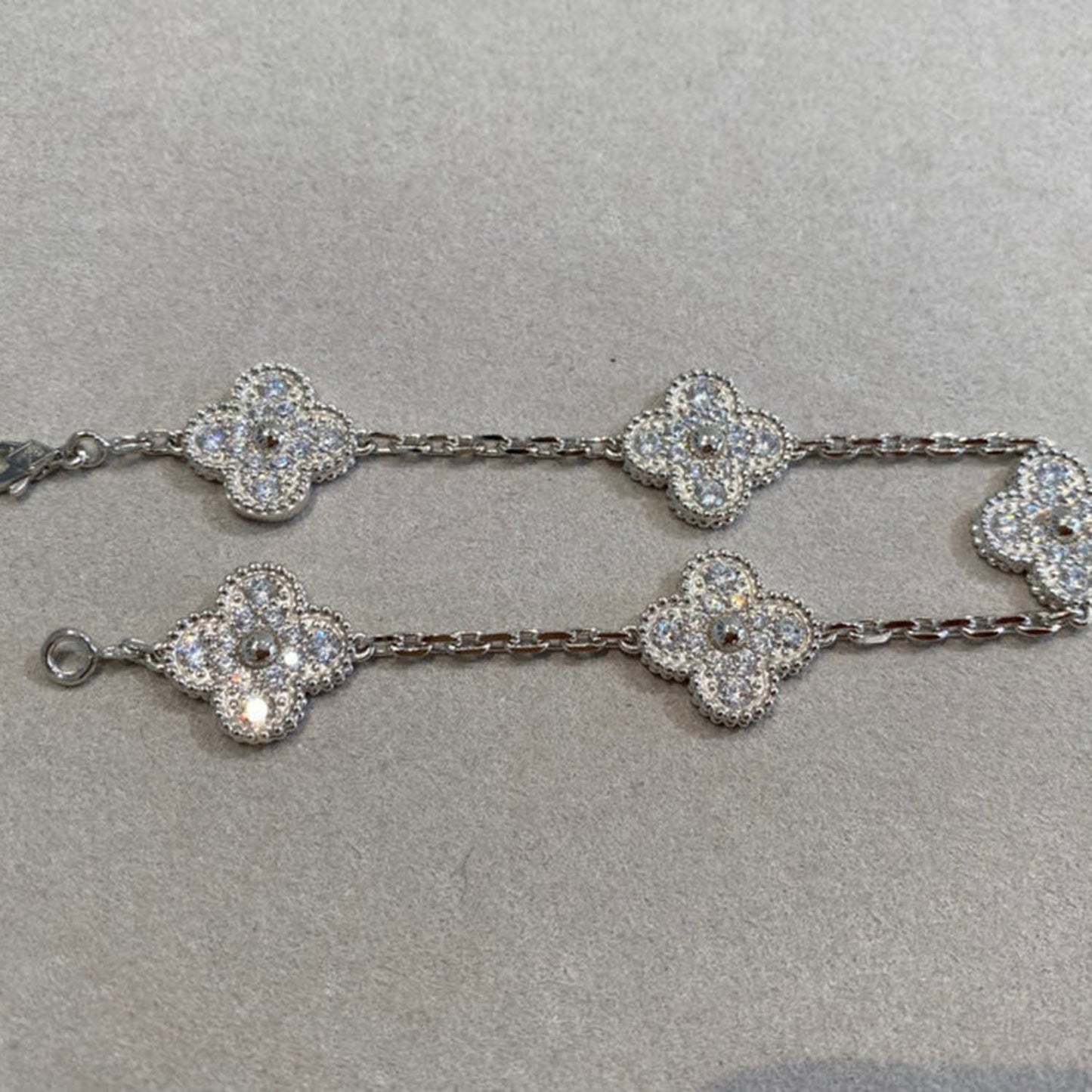 [Windsor Jewelry]CLOVER 5 MOTIFS  DIAMOND BRACELET SILVER