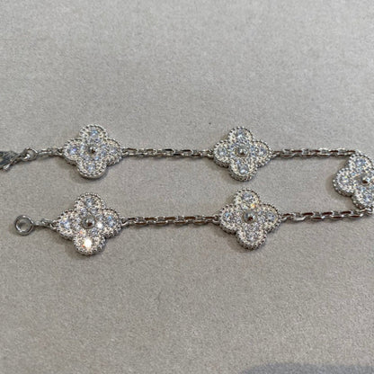 [Windsor Jewelry]CLOVER 5 MOTIFS  DIAMOND BRACELET SILVER