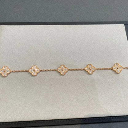 [Windsor Jewelry]CLOVER 5 MOTIFS  FULL DIAMOND BRACELET