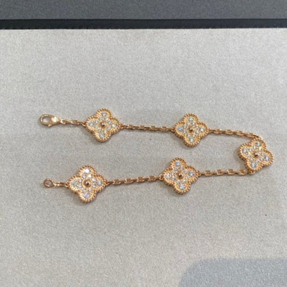 [Windsor Jewelry]CLOVER 5 MOTIFS  FULL DIAMOND BRACELET