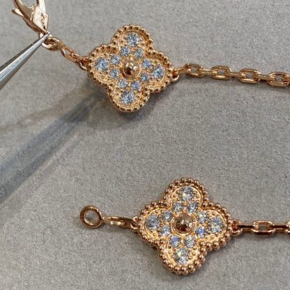 [Windsor Jewelry]CLOVER 5 MOTIFS  FULL DIAMOND BRACELET