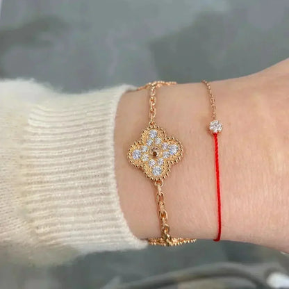 [Windsor Jewelry]CLOVER 5 MOTIFS  FULL DIAMOND BRACELET