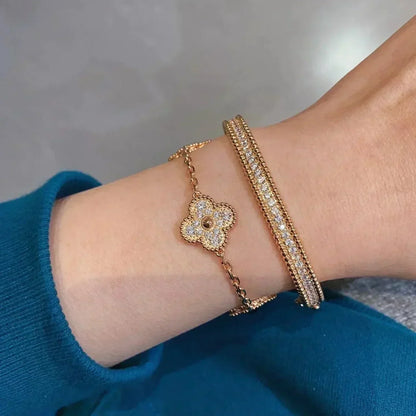 [Windsor Jewelry]CLOVER 5 MOTIFS  FULL DIAMOND BRACELET
