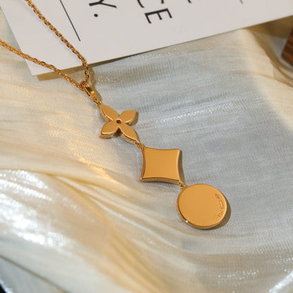 [Windsor Jewelry]STAR AND SUN DIAMOND PINK GOLD NECKLACE