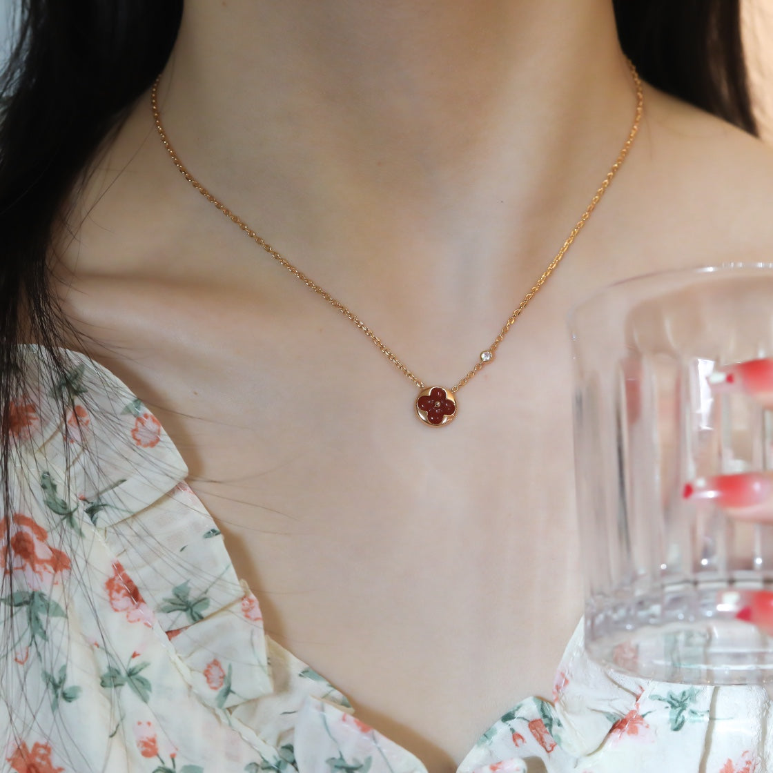 [Windsor Jewelry]SUN PEDANT PINK GOLD 1 DIAMOND NECKLACE