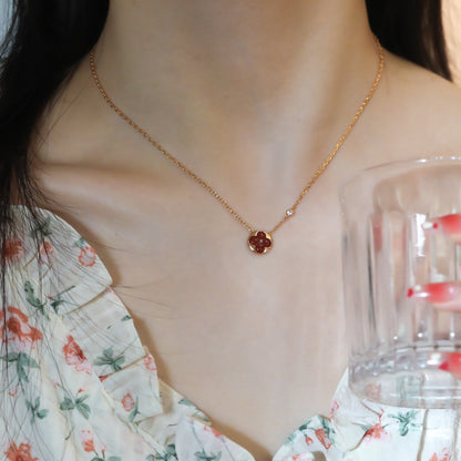 [Windsor Jewelry]SUN PEDANT PINK GOLD 1 DIAMOND NECKLACE