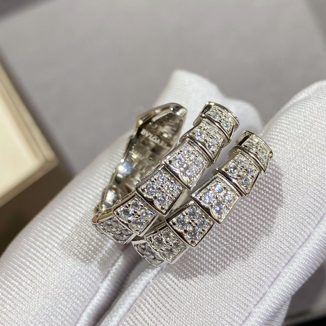 [Windsor Jewelry]SERPENTI DOUBLE RING SILVER DIAMOND PAVED