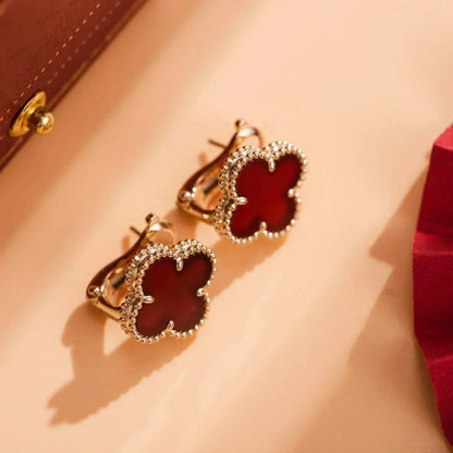 [Windsor Jewelry]CLOVER MEDIUM 1 MOTIFS CARNELIAN  EARRINGS