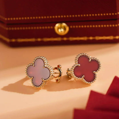 [Windsor Jewelry]CLOVER MEDIUM 1 MOTIFS CARNELIAN  EARRINGS