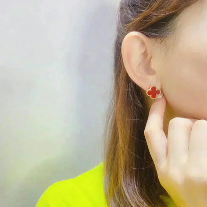 [Windsor Jewelry]CLOVER MEDIUM 1 MOTIFS CARNELIAN  EARRINGS