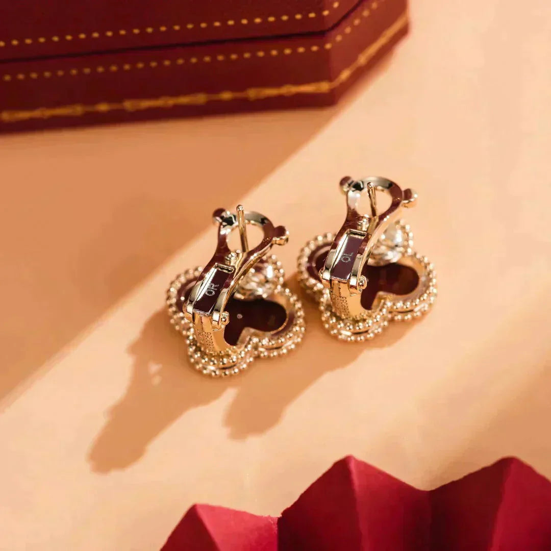 [Windsor Jewelry]CLOVER MEDIUM 1 MOTIFS CARNELIAN  EARRINGS