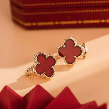 [Windsor Jewelry]CLOVER MEDIUM 1 MOTIFS CARNELIAN  EARRINGS