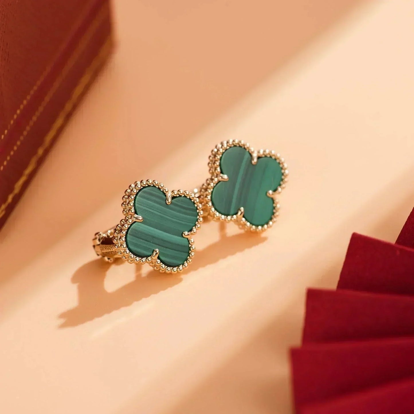 [Windsor Jewelry]CLOVER MEDIUM 1 MOTIFS MALACHITE  EARRINGS