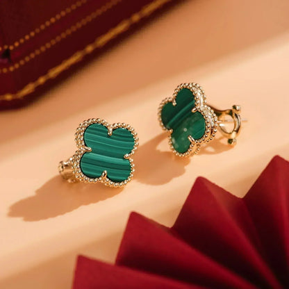 [Windsor Jewelry]CLOVER MEDIUM 1 MOTIFS MALACHITE  EARRINGS
