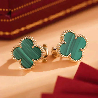 [Windsor Jewelry]CLOVER MEDIUM 1 MOTIFS MALACHITE  EARRINGS