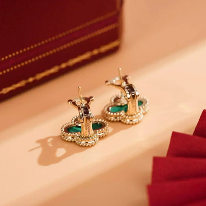 [Windsor Jewelry]CLOVER MEDIUM 1 MOTIFS MALACHITE  EARRINGS