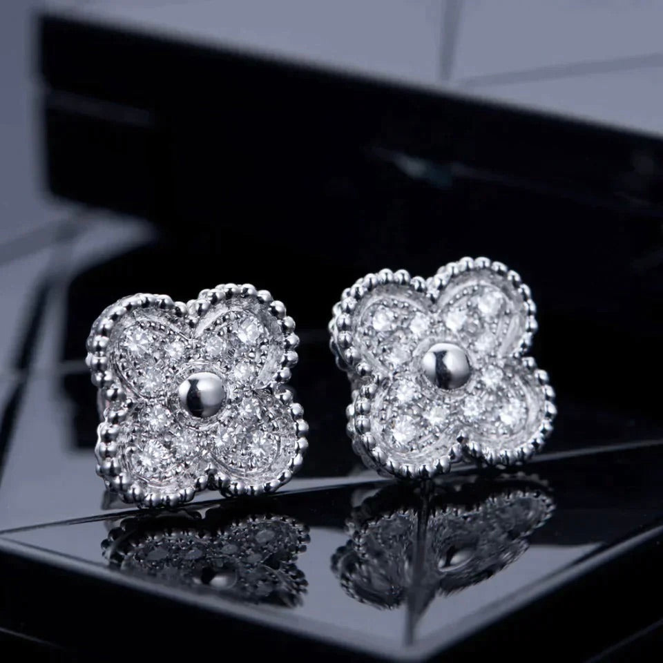 [Windsor Jewelry]CLOVER 1 MOTIFS DIAMOND STUD EARRINGS SILVER