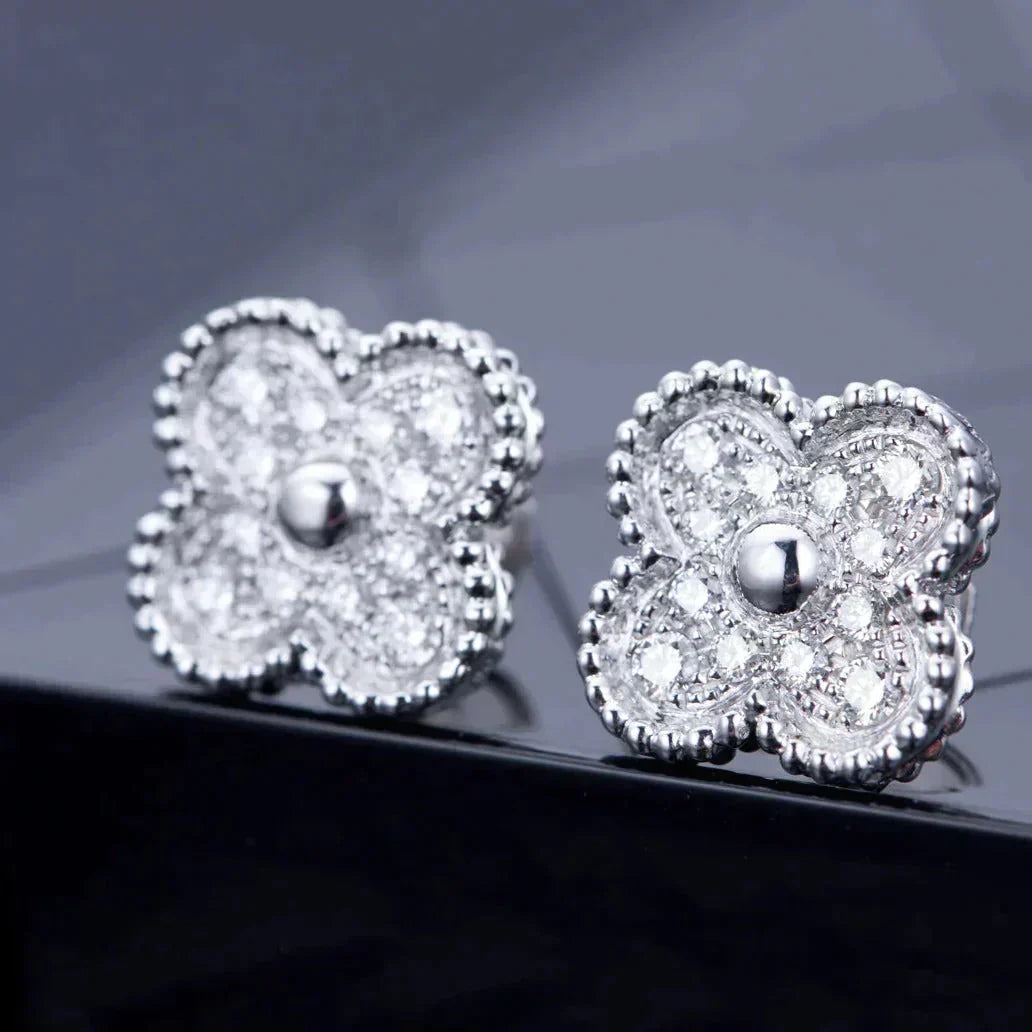 [Windsor Jewelry]CLOVER 1 MOTIFS DIAMOND STUD EARRINGS SILVER