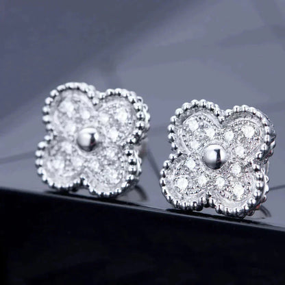 [Windsor Jewelry]CLOVER 1 MOTIFS DIAMOND STUD EARRINGS SILVER