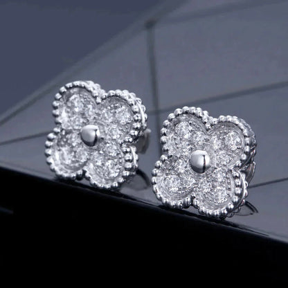 [Windsor Jewelry]CLOVER 1 MOTIFS DIAMOND STUD EARRINGS SILVER