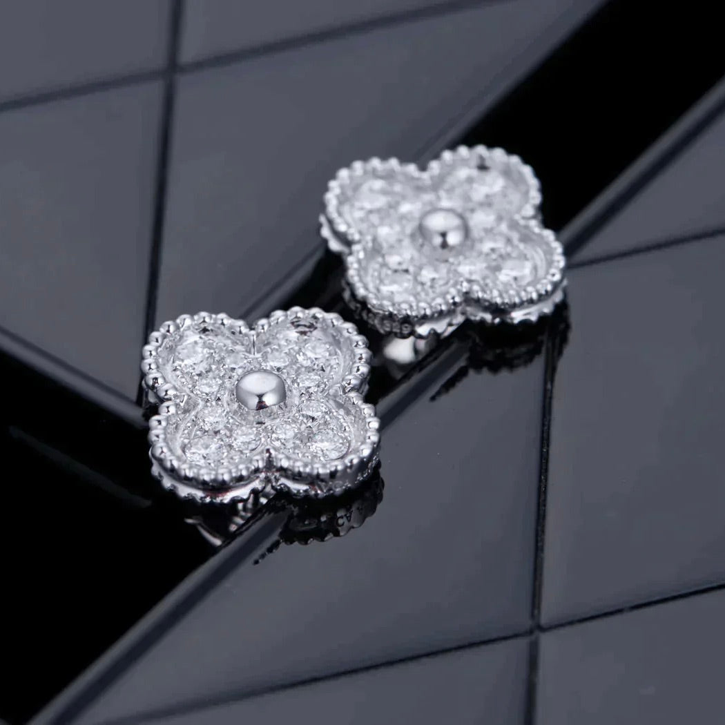 [Windsor Jewelry]CLOVER 1 MOTIFS DIAMOND STUD EARRINGS SILVER