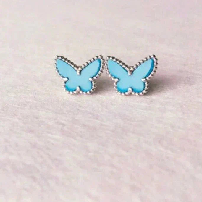[Windsor Jewelry]BUTTERFLY TURQUOISE EARRINGS SILVER