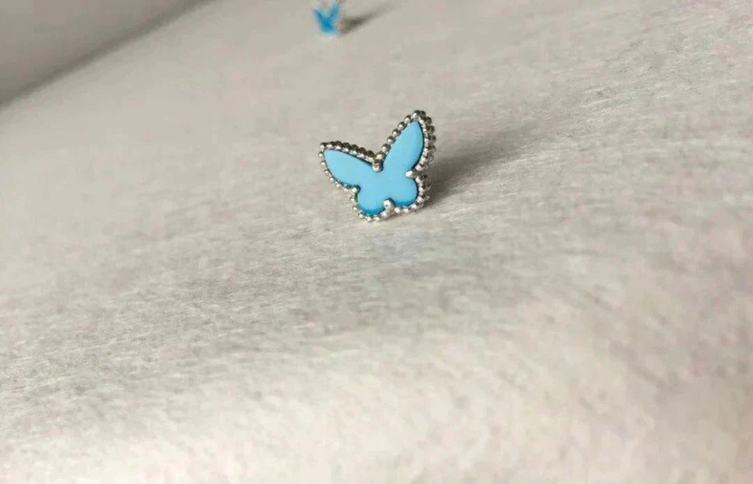 [Windsor Jewelry]BUTTERFLY TURQUOISE EARRINGS SILVER