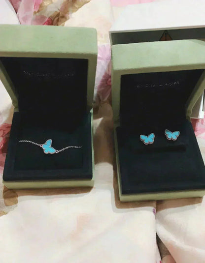 [Windsor Jewelry]BUTTERFLY TURQUOISE EARRINGS SILVER