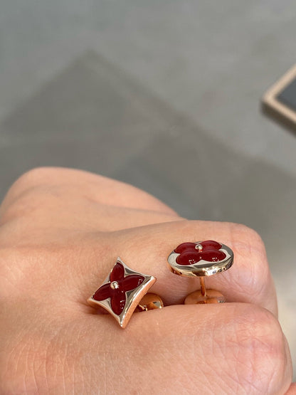 [Windsor Jewelry]STAR AND SUN PINK GOLD CARNELIAN STUD EARRINGS
